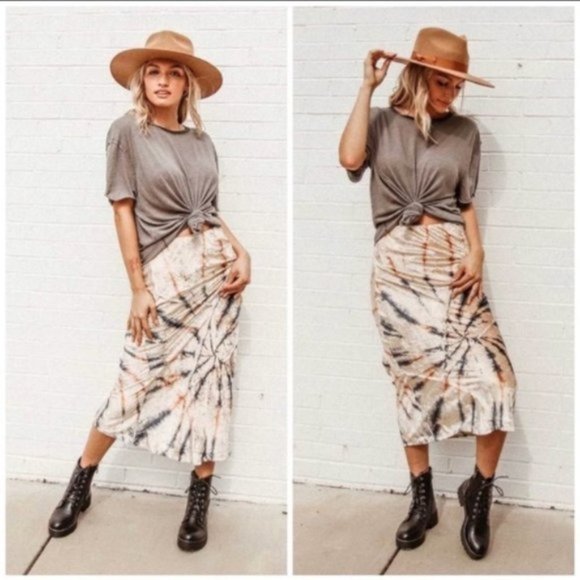 NWT Free People Serious Swagger Tie Dye Midi Skirt - Picture 2 of 5